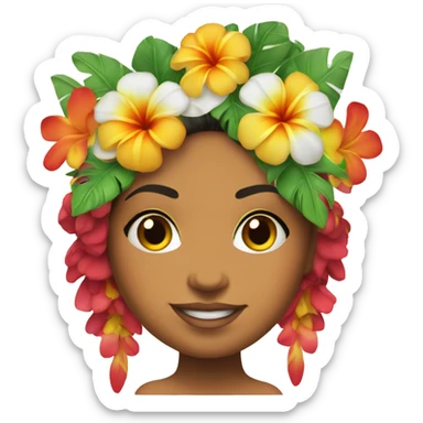 tahitian dancer with flowers in her head sticker