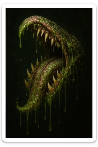 a freaky tongue, monster-inspired, with sharp teeth and slime sticker