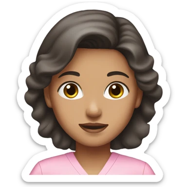 Girl with dark brown hair & brown eyes in pink scrubs  sticker