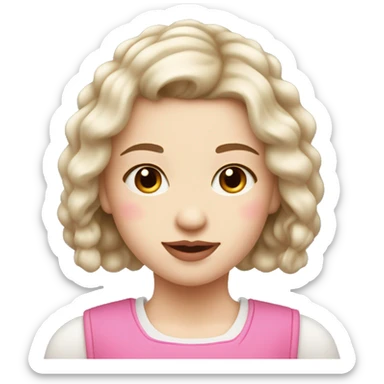 slavic girl with little smile, white skin and pink light lips sticker