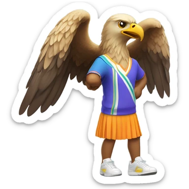 Eagle in a tennis skirt sticker