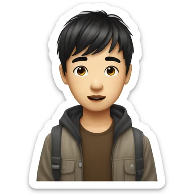 Make me an emoji of a cute art-loving Asian boy image that I can use for my Artboy blog Make your bangs short and long sticker