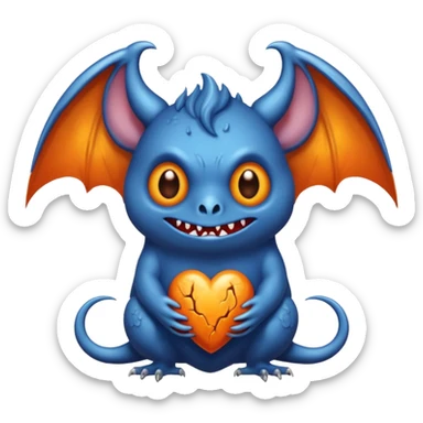 Monstre a corp craquelé fait de lave avec des ailes de chauve-souris et un tête de pierre carbonisé avec une mâchoire carré  sticker