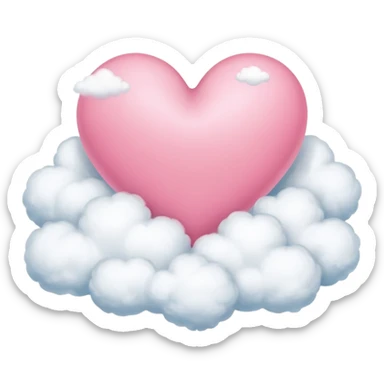 pink heart + cloud sticker