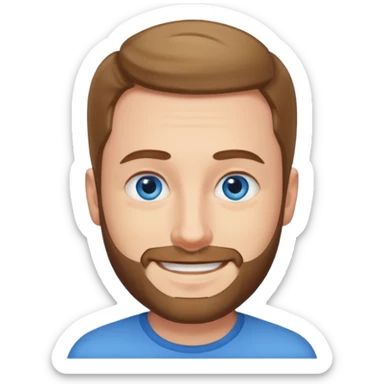 homme yeux bleus presque chauve et une barbe courte moins de chevaux et sourir sticker