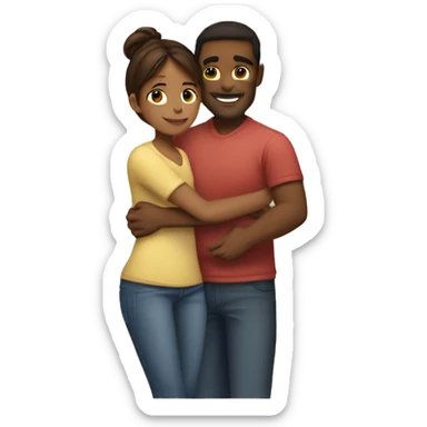 short brownskinned girl hugging tall brownskinned guy sticker