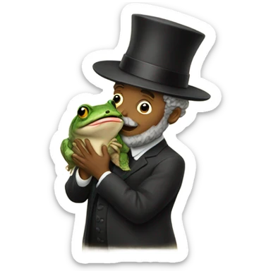 Rabbi kissing a toad sticker