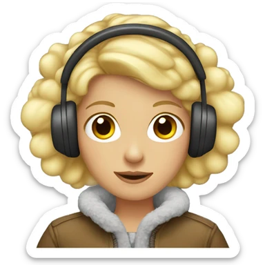 Blonde girl with earmuffs sticker