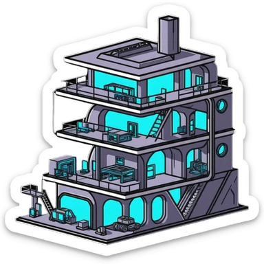 futuristic secret lair under construction sticker
