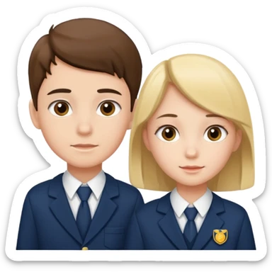 students in school uniforms girl and boy sticker