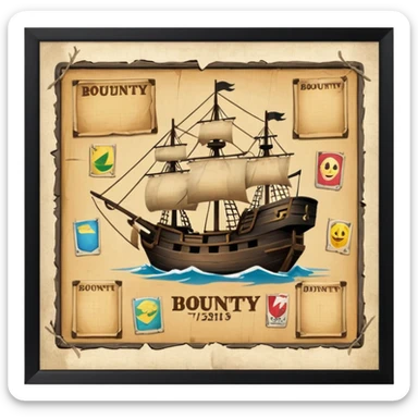 BOUNTIES bord where all BOUNTIES we see sticker