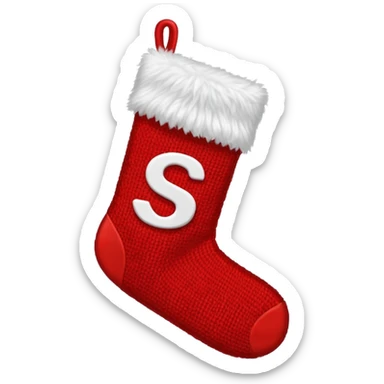 Christmas sock with white "S" logo sticker
