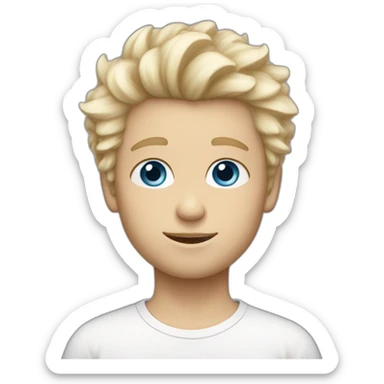 Blonde blue-eyed white boy with fluffy hair sticker