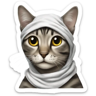 cat wearing a palestinian kuffiyeh sticker