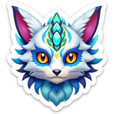 Elemental magical colorful exotic animesque Pokémon-Fakémon-animal-creature sticker