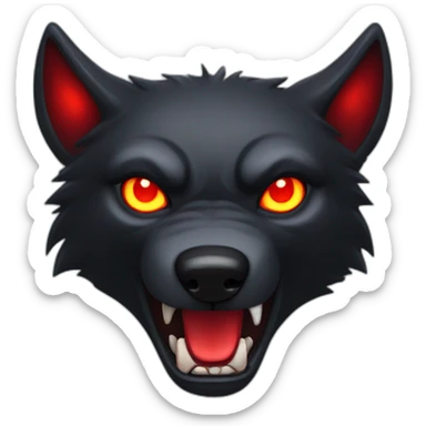 angry black wolf, red glowing eyes sticker