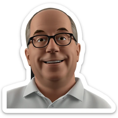 bald boy with glasses smile sticker
