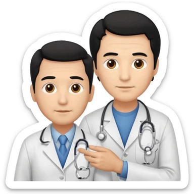 doctor black hair attending to a old man  sticker