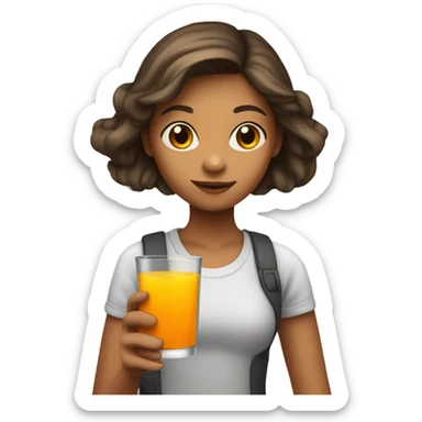 Girl drinking orange juice  sticker