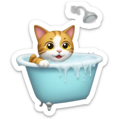 the cat is bathing in the shower sticker