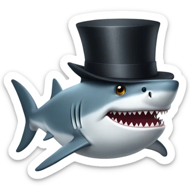 Shark with a top hat sticker