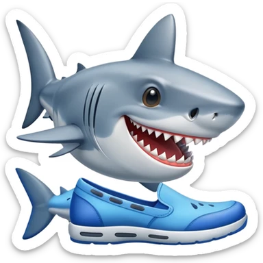 A shark wearing blue shoes sticker