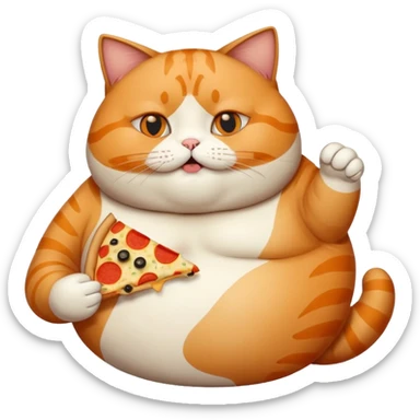 Fat cat eating pizza sticker
