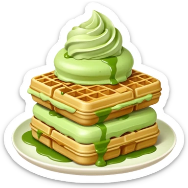 matcha ice cream on a stack of waffles sticker