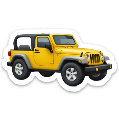un emoji avec un sapin de noel couper coucher sur un toit de jeep gris sticker