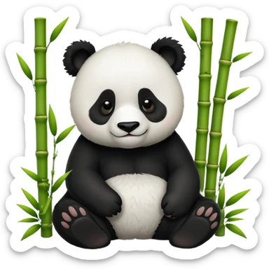 A lovely panda sitting in a bamboo forest sticker