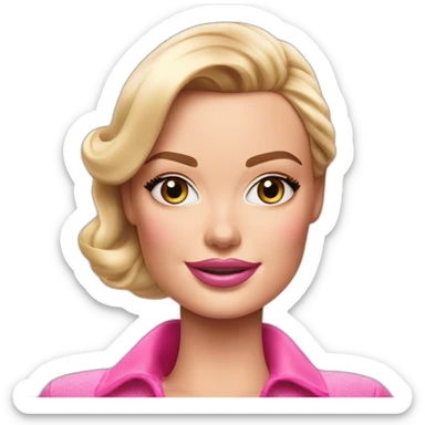 margot robbie as barbie girl, blonde hair, pink clothes sticker