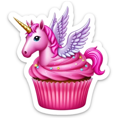 neon pink glittery pegasus unicorn pooping cupcakes sticker