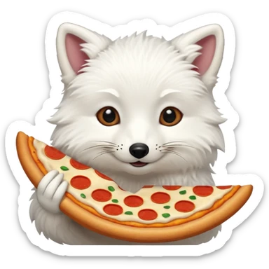 Happy Artic Fox with pizza sticker