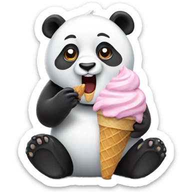 Panda eating ice cream sticker
