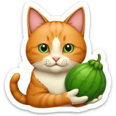 Erstelle eine Katze mit einer Birne in der Hand sticker