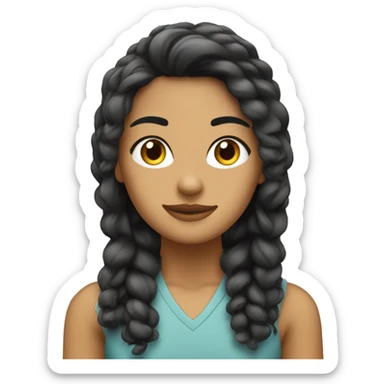 Chica blanca  de pelo negro con mechones rubios alante  sticker