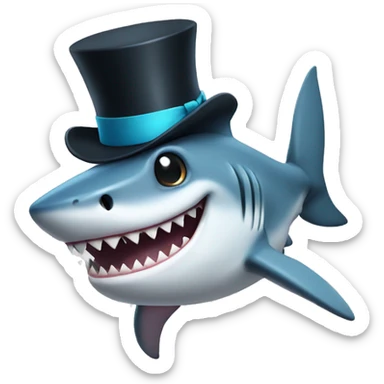 Shark with a top hat sticker