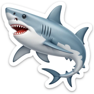 A shark with a pair of shoes sticker