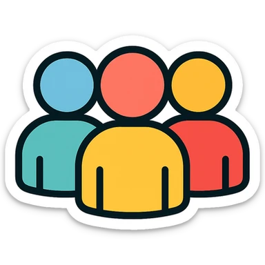 group of people, color outline icon style, simple and clear sticker
