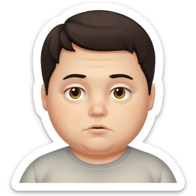 slightly chubby American boy, greasy dark hair, hazel eyes, acne, neutral expression sticker
