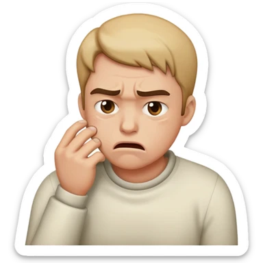 a frowning person strangling themselves  sticker