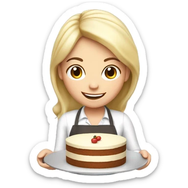 happy white girl cooking holding food cake  sticker