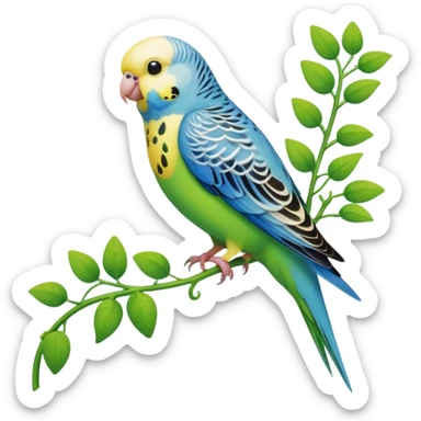 budgie with vine sticker