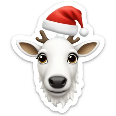 white-reindeer with christmas hat sticker