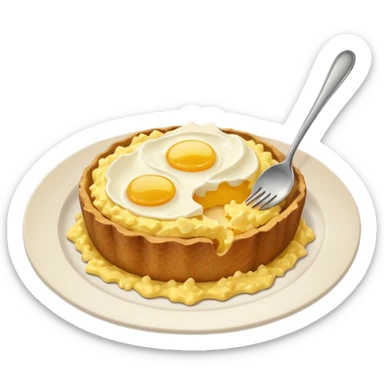 a deep dish plate with a yellowish food in it,  in a bit of small small lumps and very dry, small mountain. with a bit of applesauce on top on the side and a spoon sticking out sticker
