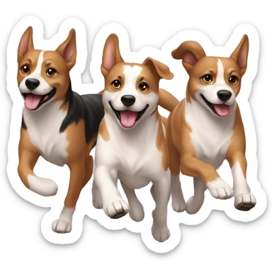 3 dogs  running together sticker