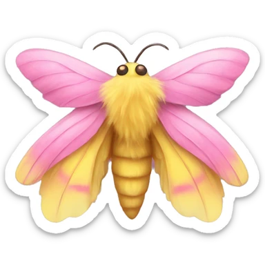 fluffy pink and yellow moth sticker