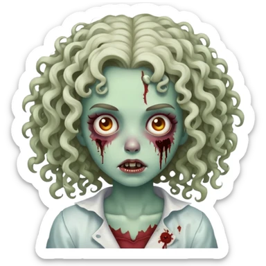 zombie girl with curly hair sticker