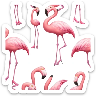 Pink flamingo wearing pink heels sticker