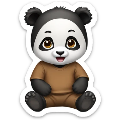 Baby panda with a brown T shirt on  sticker